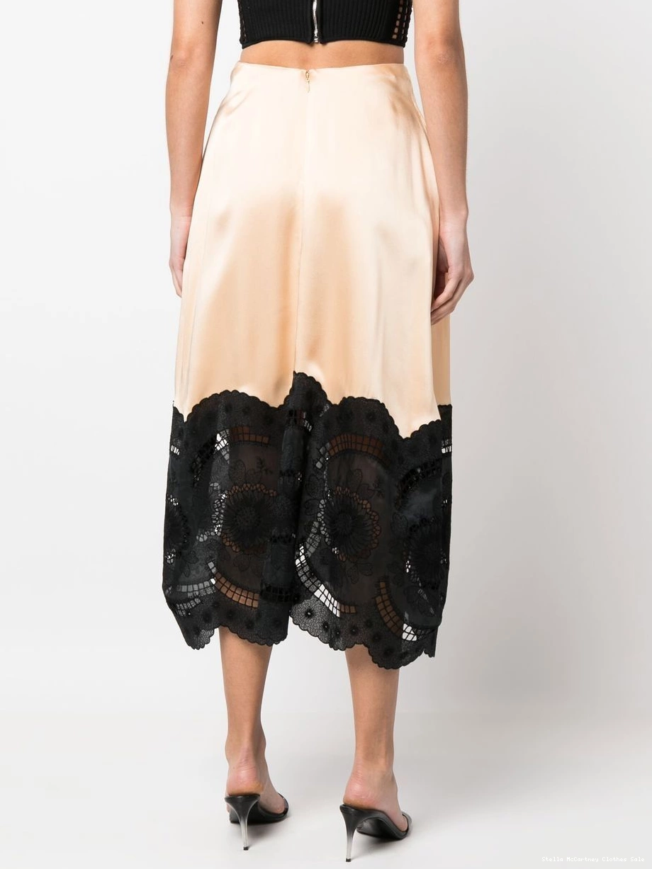 Affordable cotton-linen Women skirt McCartney Stella broderie-anglais midi 0729